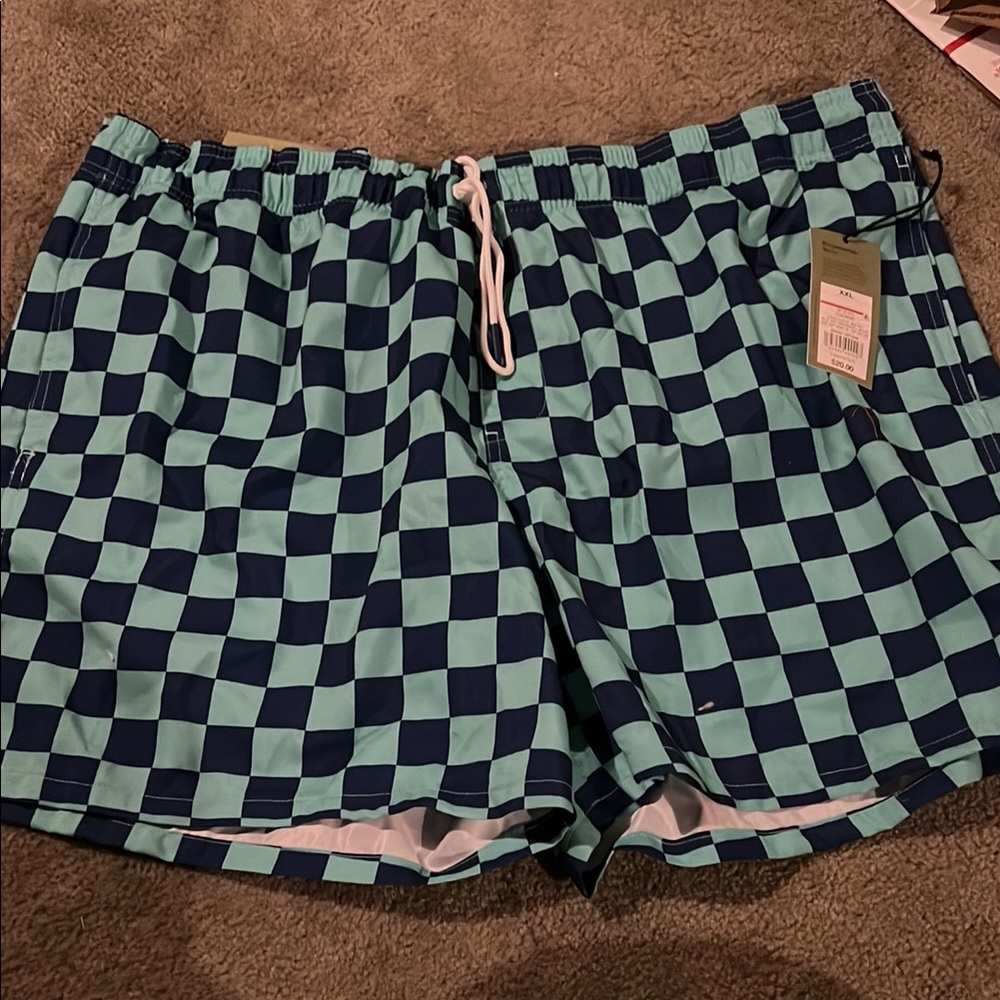 Goodfellow & Co Checkered Blue Swim Trunks XXL